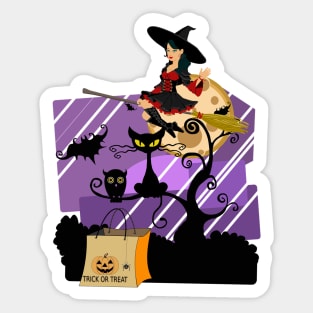 Trick Or Treat Halloween Witch Sticker
